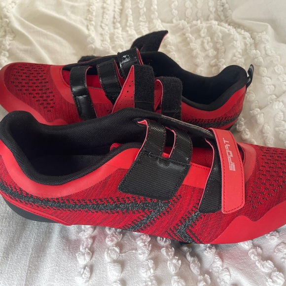 Red Cycling Shoes with Black Accents, size 48/14, worn twice, peloton pedals - Picture 7 of 10